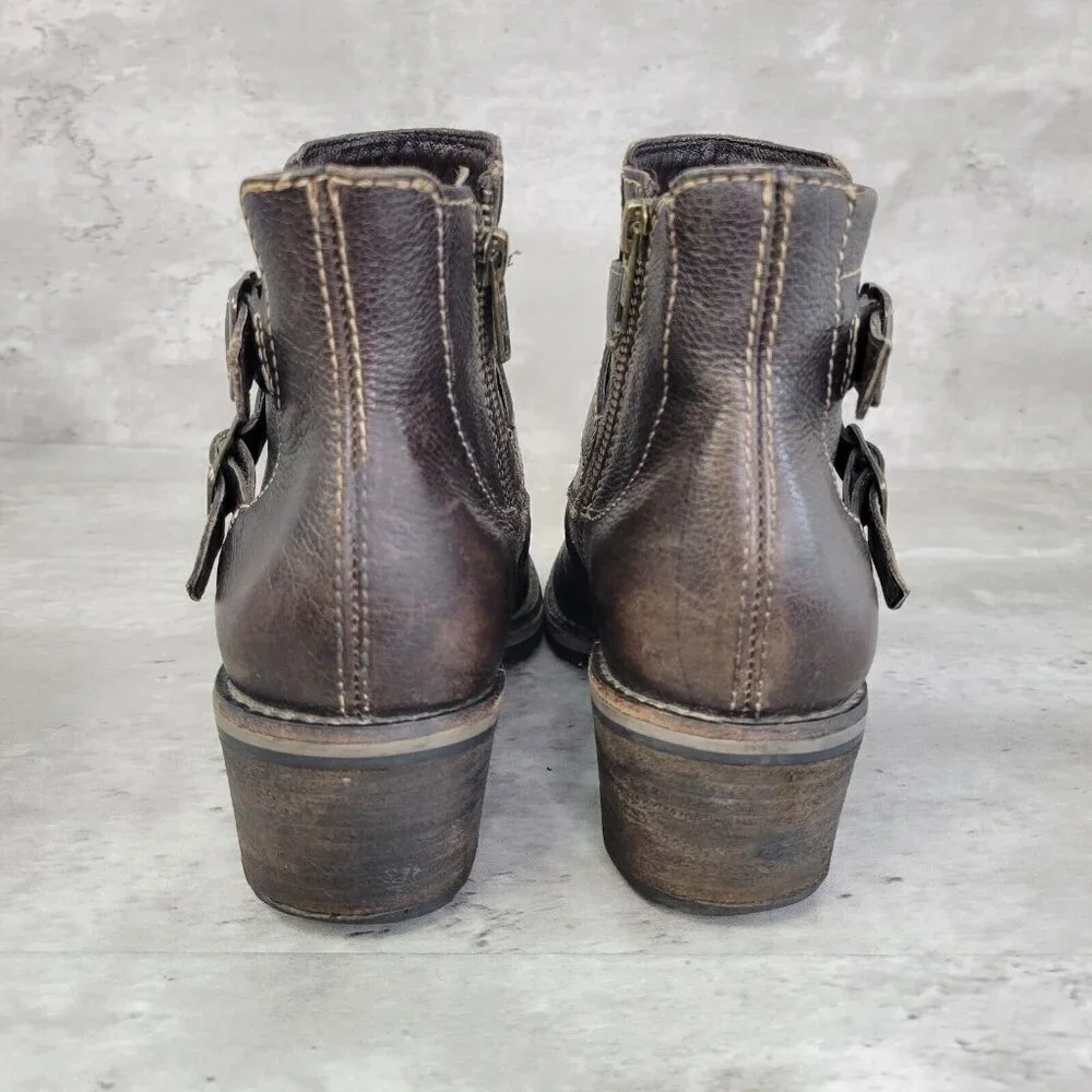LL Bean Bootie Womens 6.5 Brown Double Buckle‎